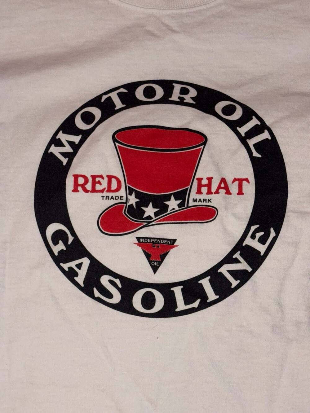 Fruit of the Loom Red Hat Motor Oil Gasoline T-Shirt XL White